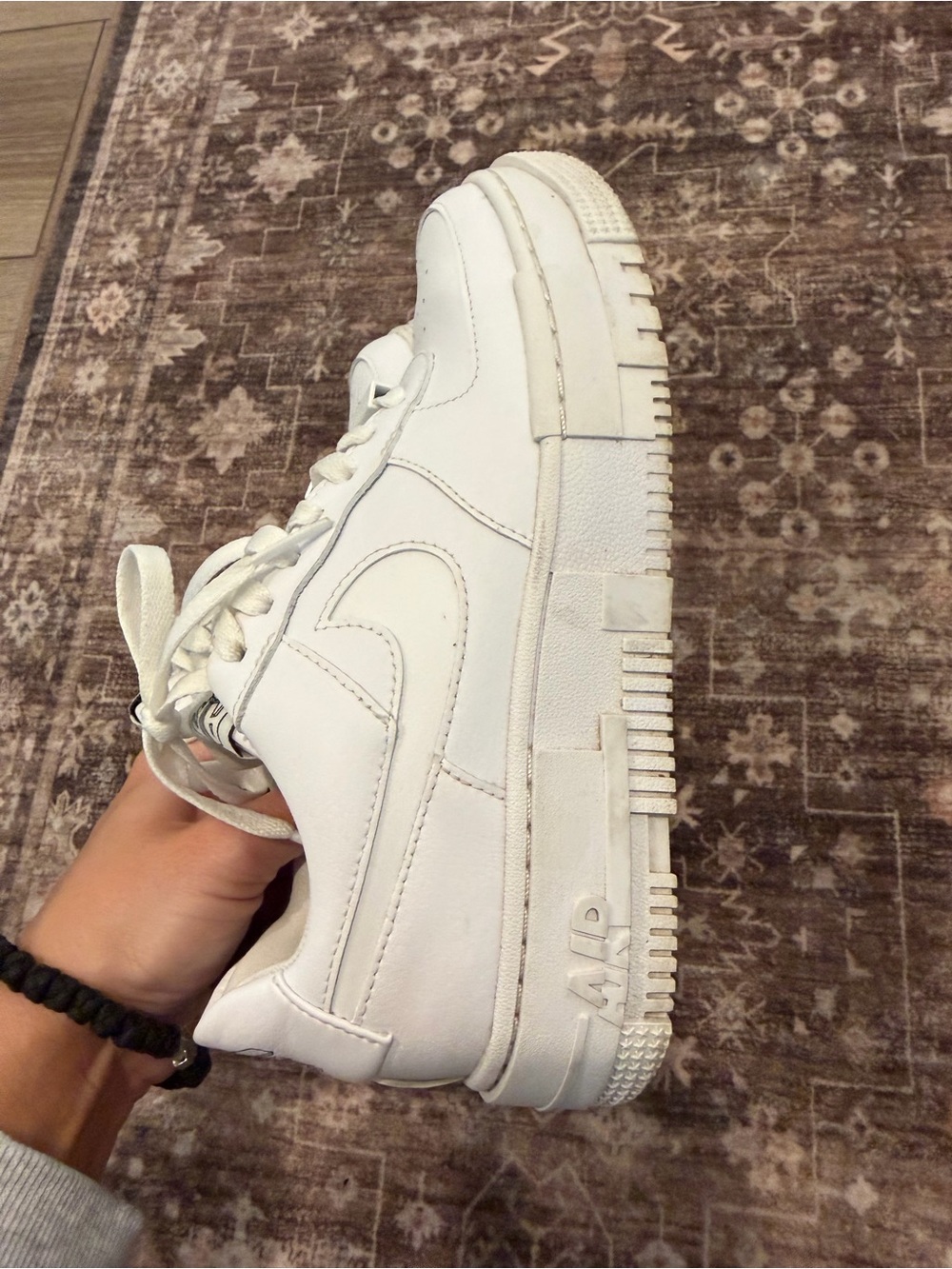White Women's Leather Sneakers - Classic Low-Top Style - Picture 4 of 16